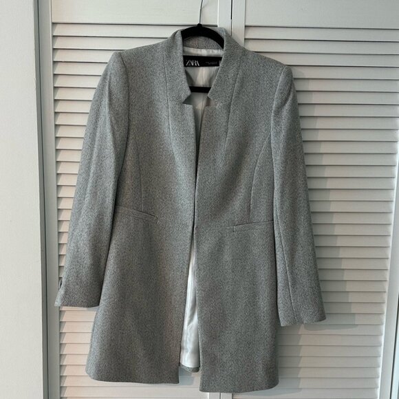 Zara Grey Midi Wool Coat - Picture 1 of 2